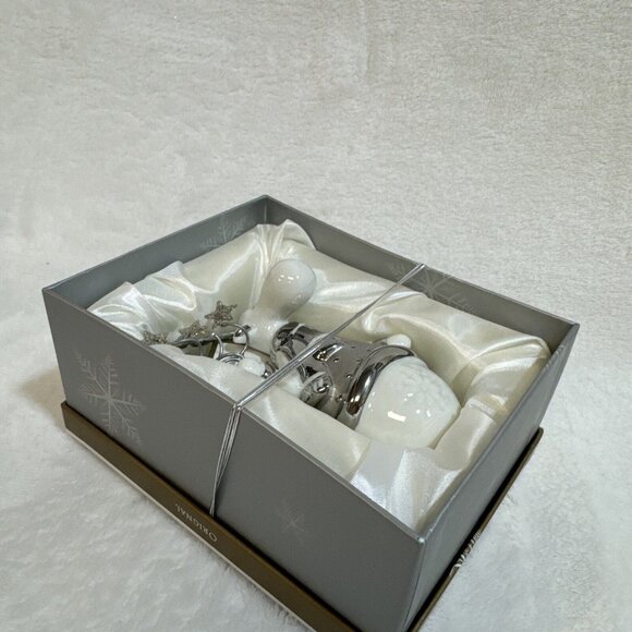 Pier 1 Original MOOSE Figurine 4 1/2" Silver Ceramic Gold Silver c/w Box EX Cond - Picture 10 of 10